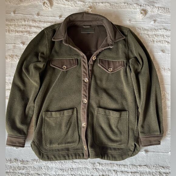 Blank NYC Shacket Women Olive Fleece Plush Jacket size medium - Picture 4 of 8